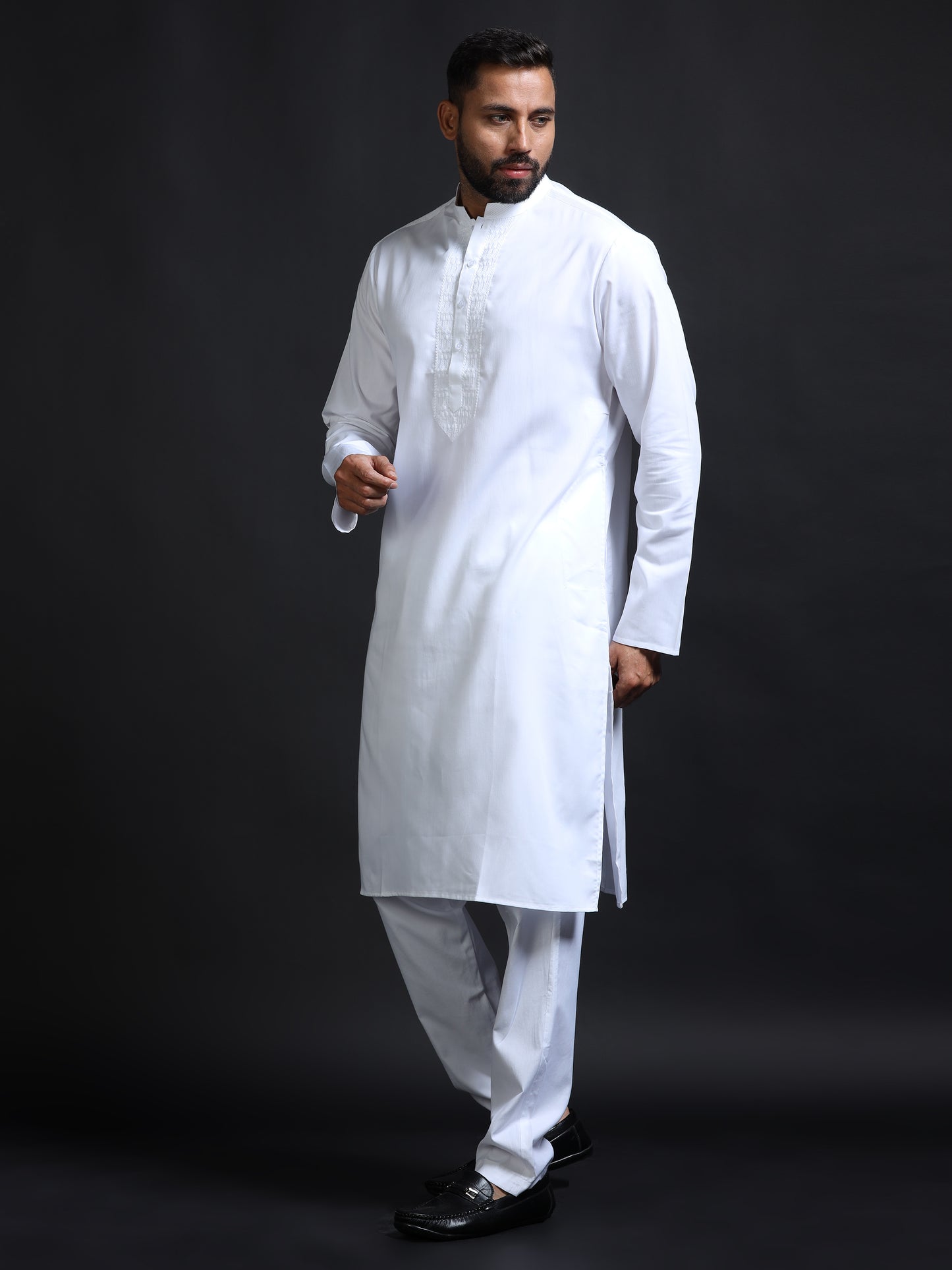 Men's White Kurta Pyjama Set