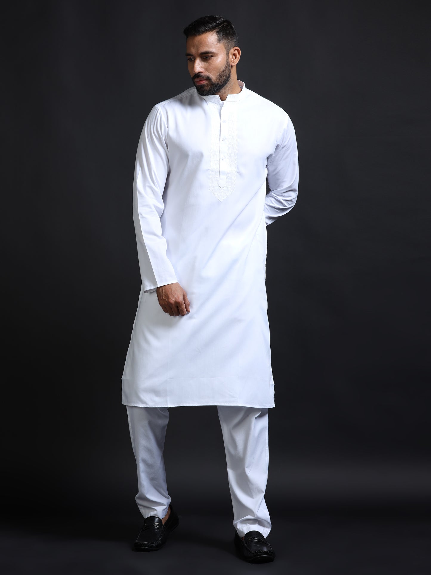 Men's White Kurta Pyjama Set
