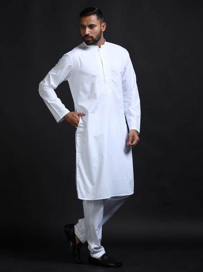 Men’s White Cotton Kurta Set