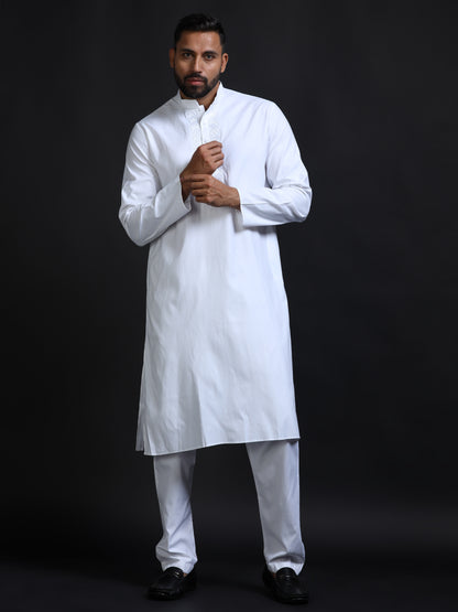 White Kurta Pyjama Set for men