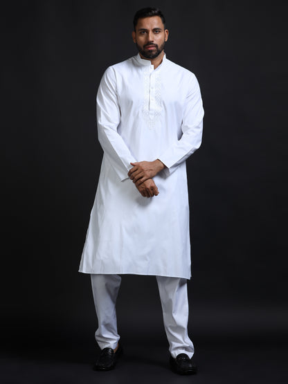 White Kurta Pyjama Set for men