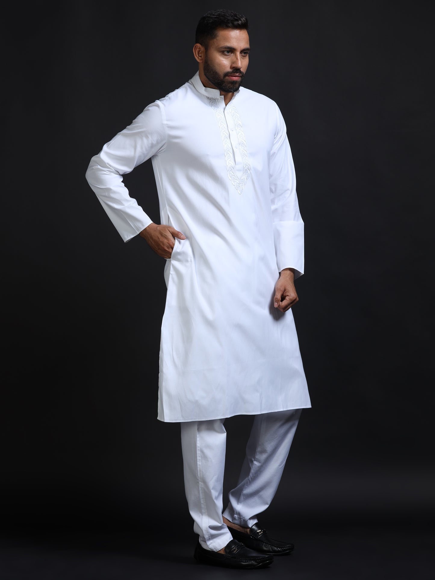 White Kurta Pyjama Set for men