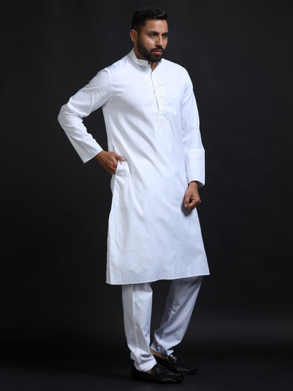 White Kurta Pyjama Set for men