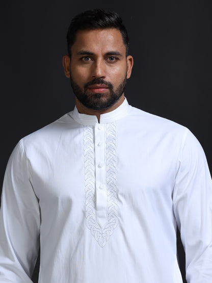 White Kurta Pyjama Set for men