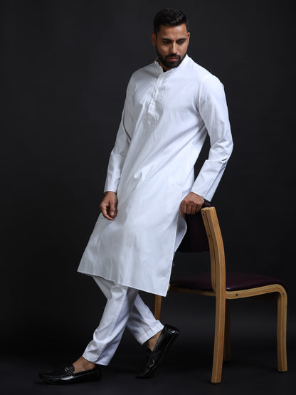 White Kurta Pyjama Set for men