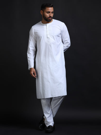 Men’s White Cotton Kurta Pyjama Set