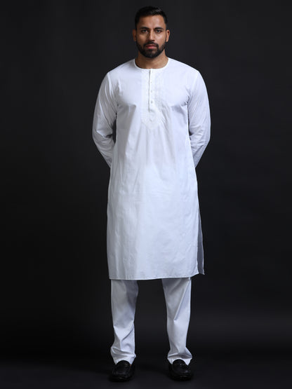 Men’s White Cotton Kurta Pyjama Set