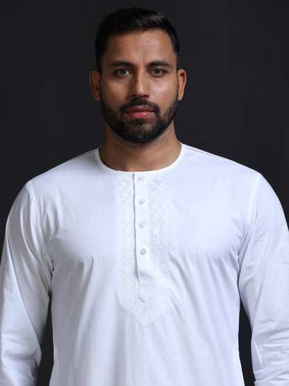 Men’s White Cotton Kurta Pyjama Set