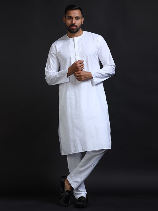 Men’s White Cotton Kurta Pyjama Set