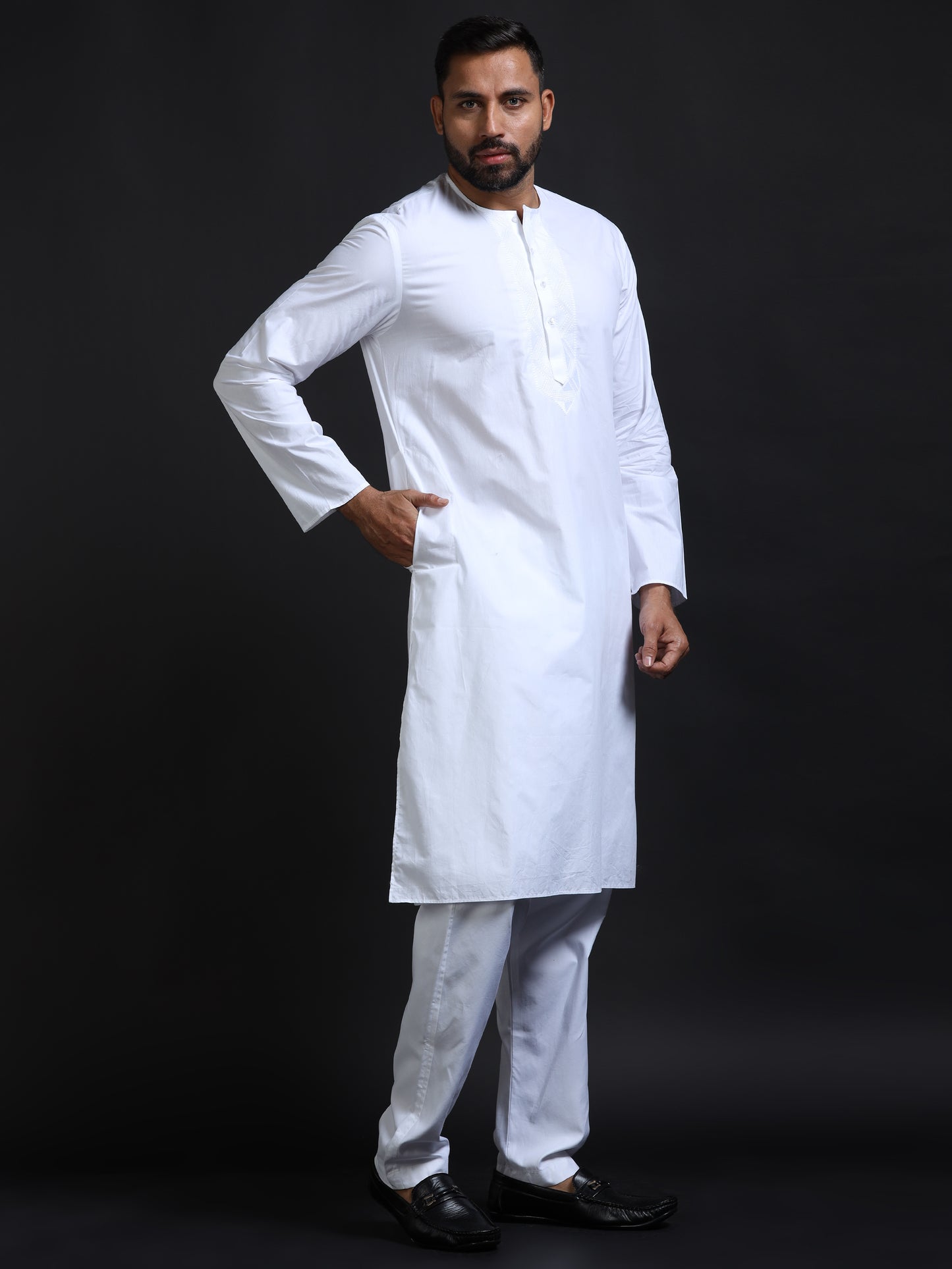 Men’s White Cotton Kurta Pyjama Set