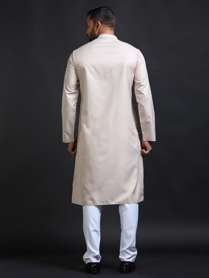 Men's Beige Kurta Pyjama Set