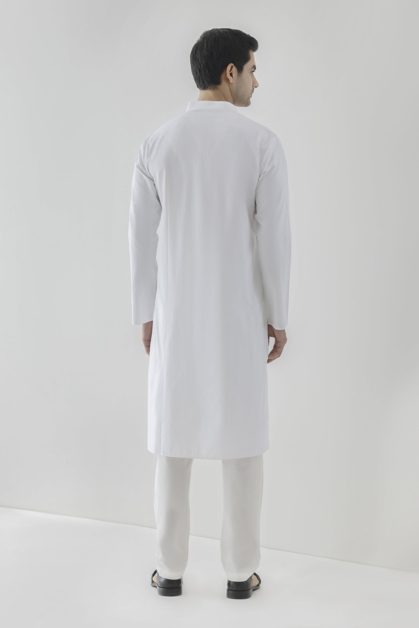 White solid kurta pyjama for men