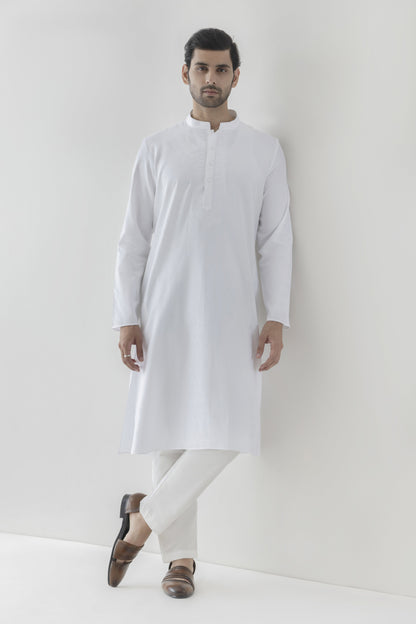 Men's white patterned kurta pyjama