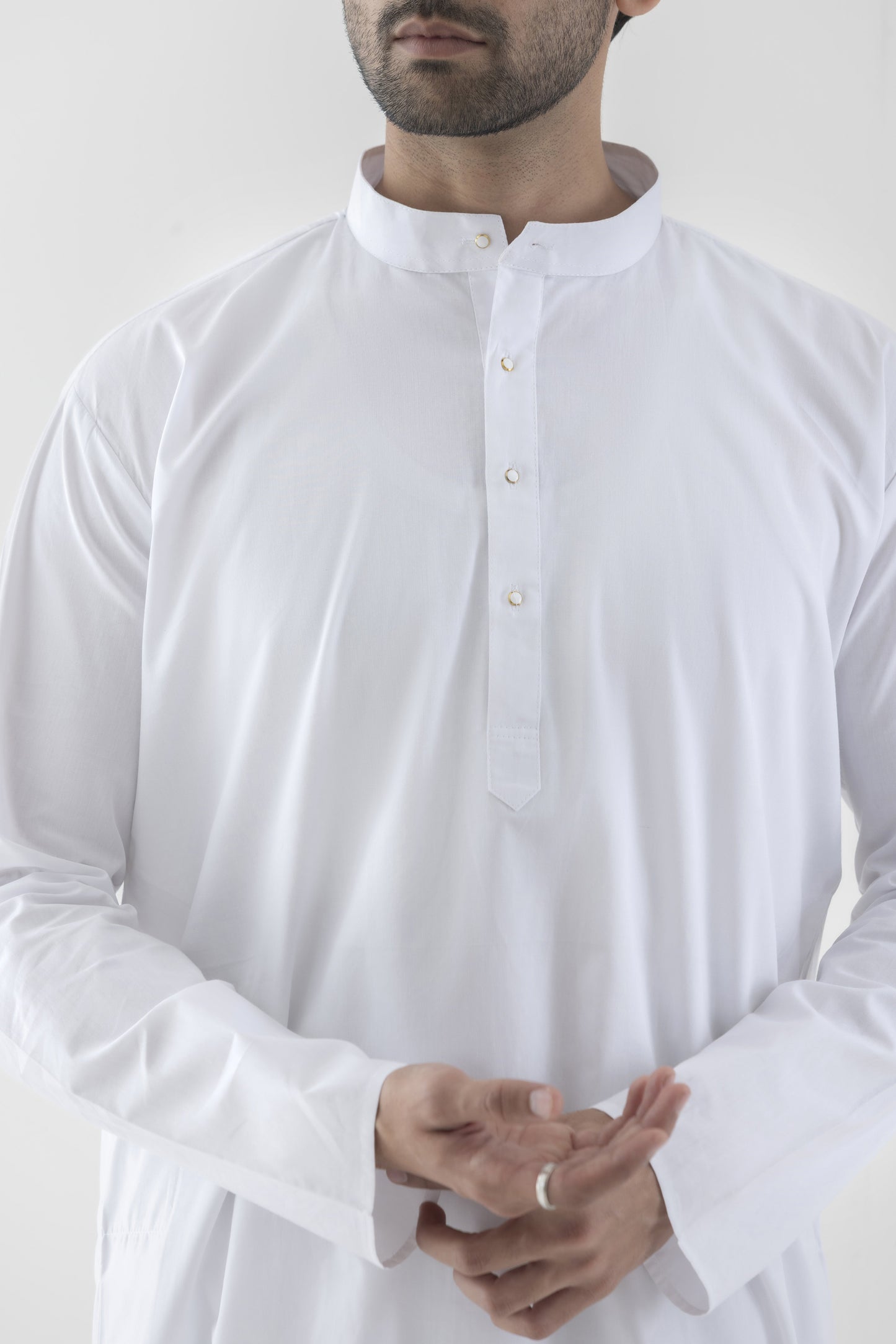 Solid white kurta pyjama for men
