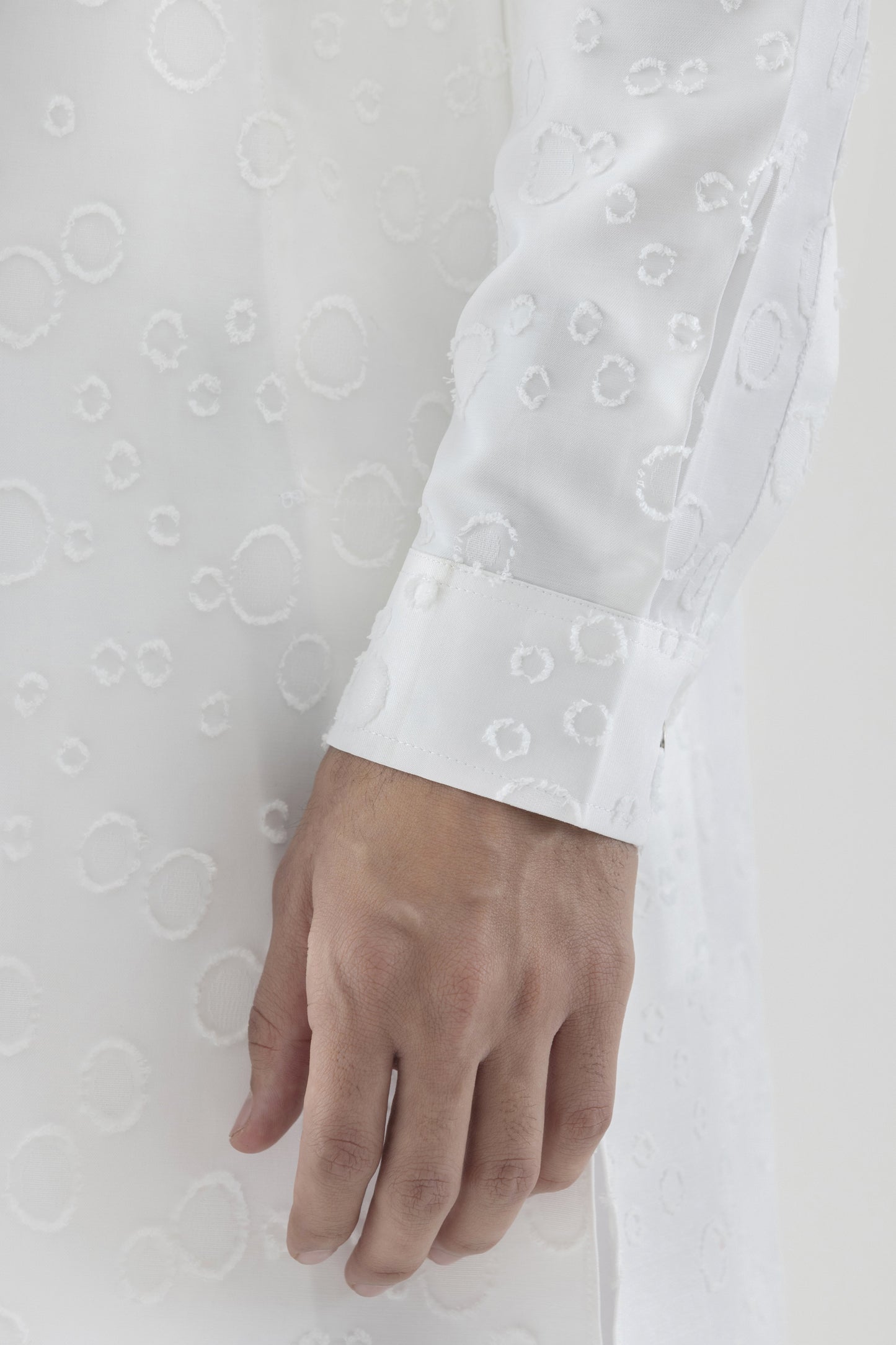 Men's chenille white kurta pyjama