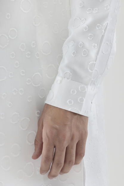 Men's chenille white kurta pyjama