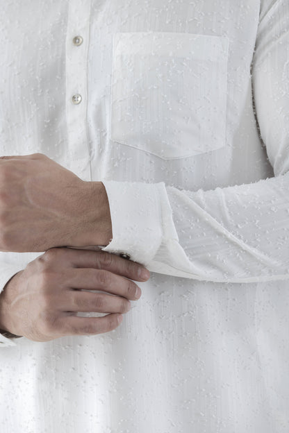 Men's white clipped pathani