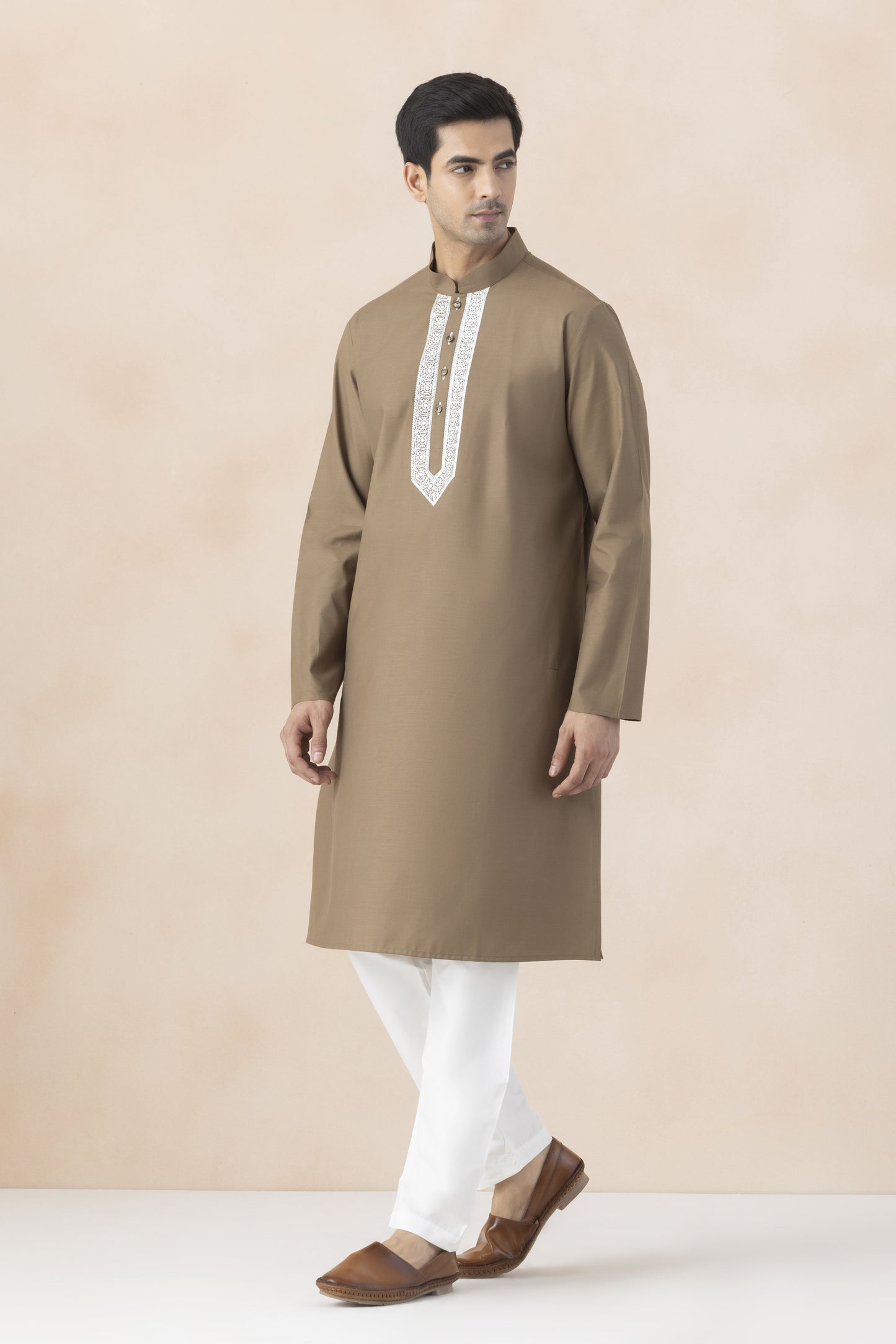 Men's Taupe kurta pyjama
