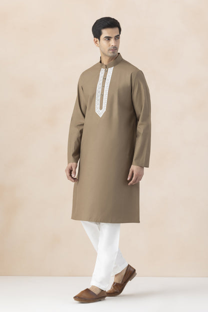 Men's Taupe kurta pyjama