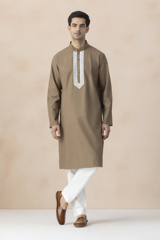 Men's Taupe kurta pyjama