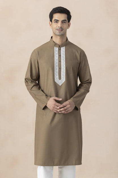 Men's Taupe kurta pyjama