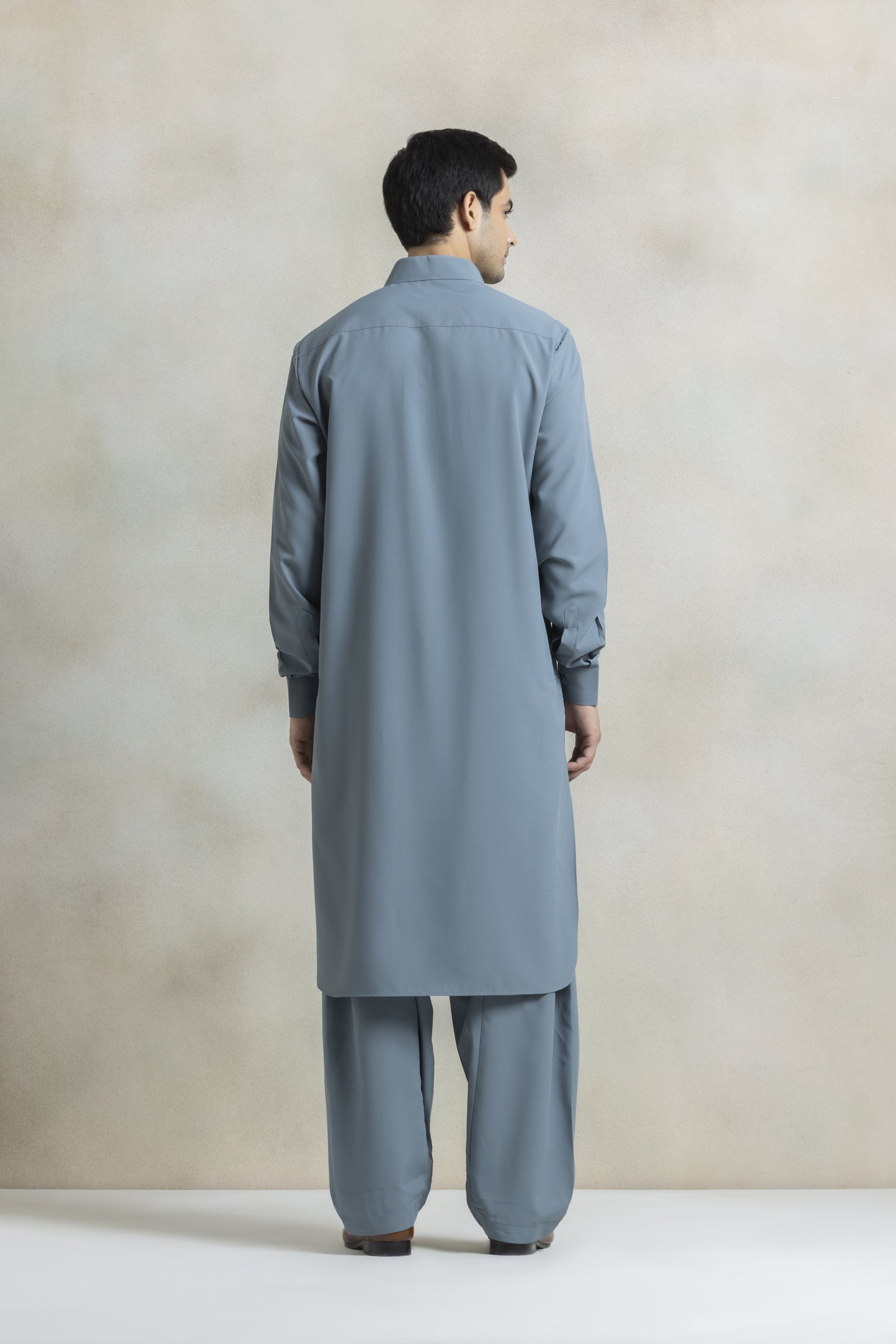 Men's muted blue-grey pathani