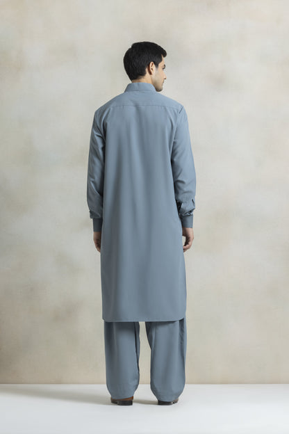 Men's muted blue-grey pathani