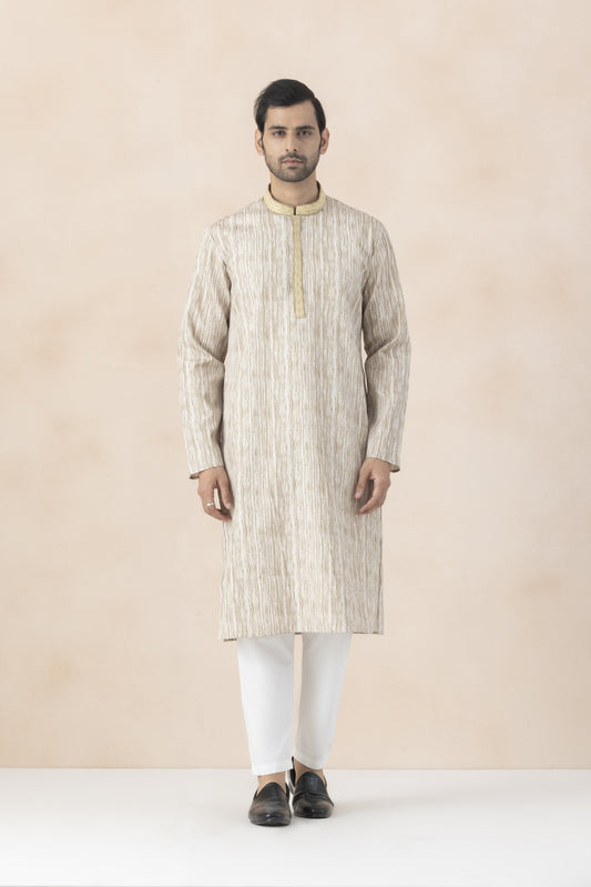 Men's Ivory-Beige Kurta Pyjama