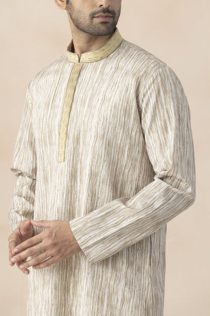 Men's Ivory-Beige Kurta Pyjama