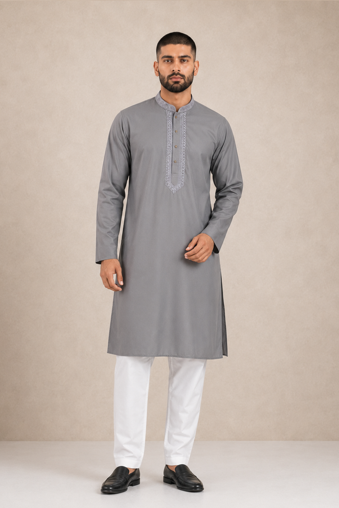 Men’s Grey Kurta Pyjama Set