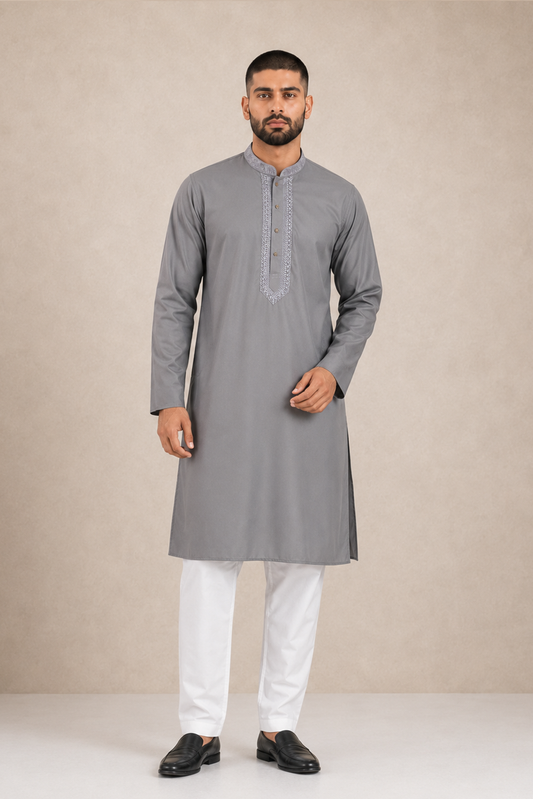 Men’s Grey Kurta Pyjama Set