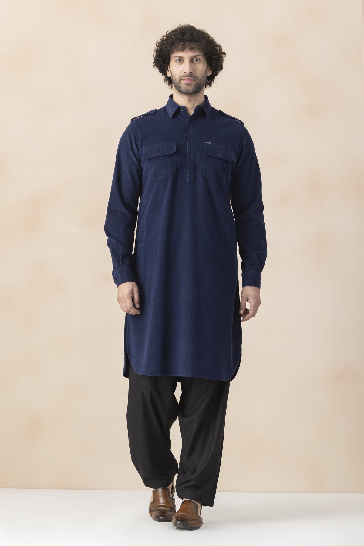 Men's navy blue pathani set