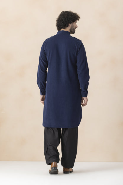 Men's navy blue pathani set
