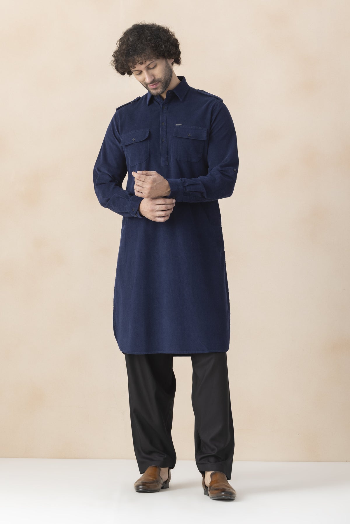 Men's navy blue pathani set