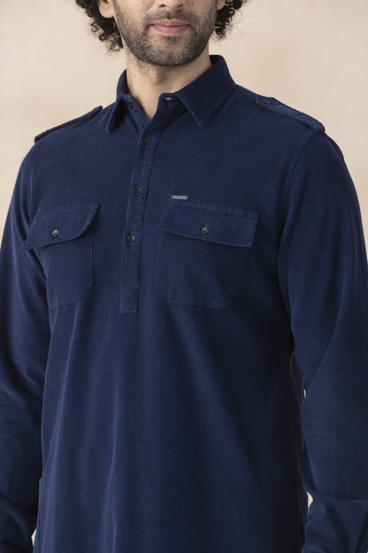 Men's navy blue pathani set