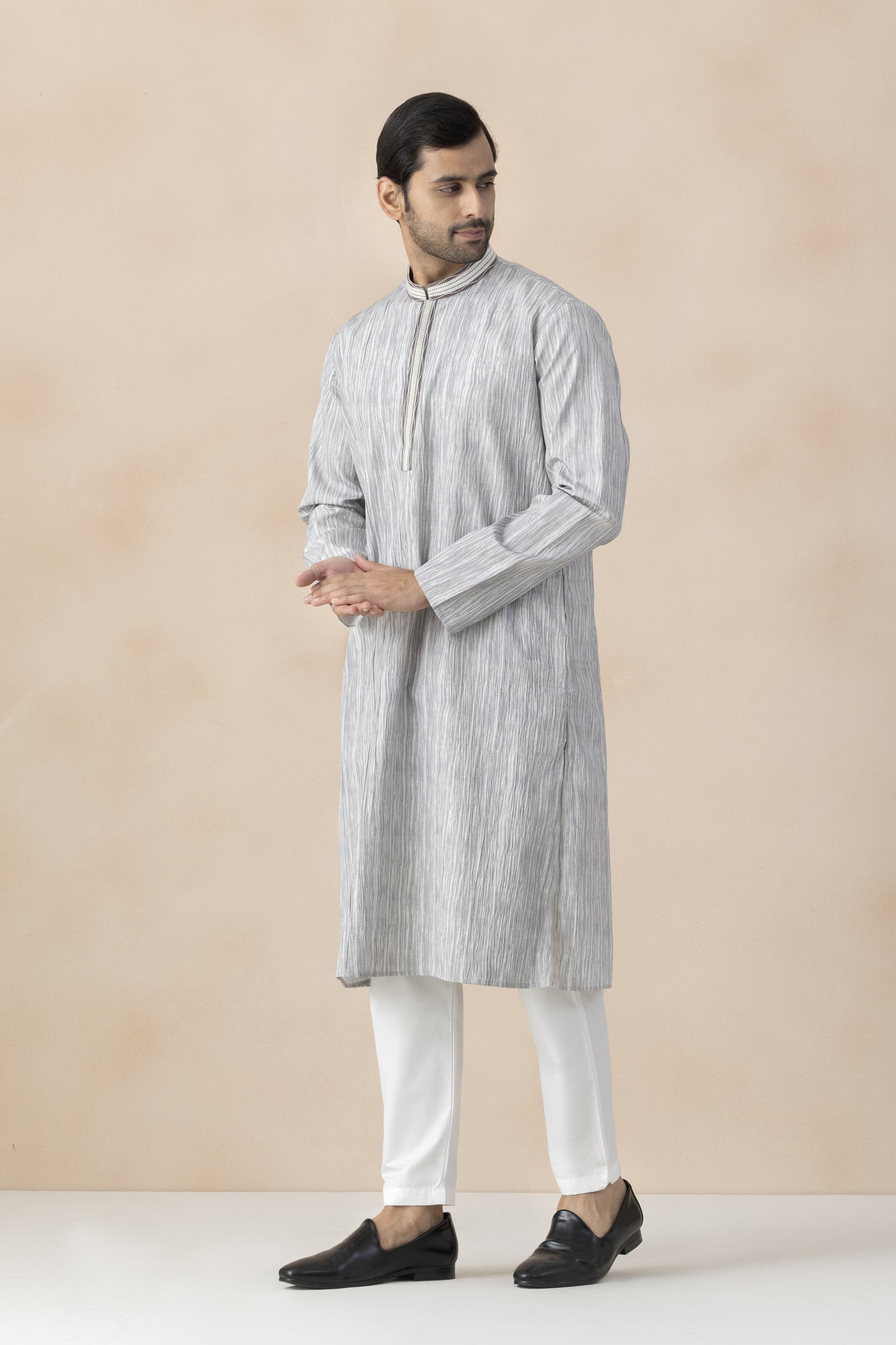 Silver grey kurta pyjama for men
