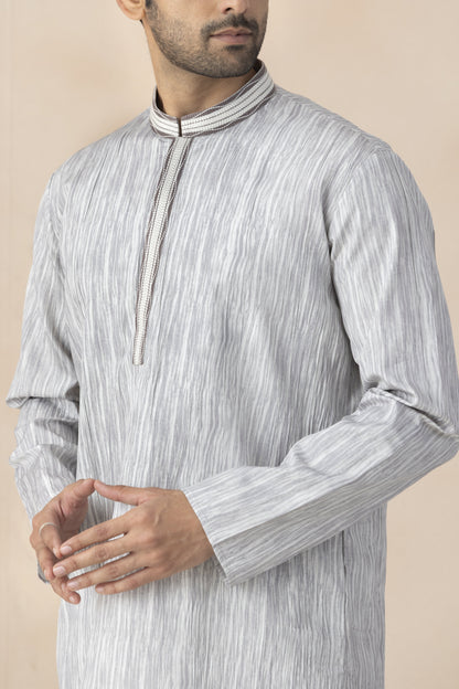Silver grey kurta pyjama for men