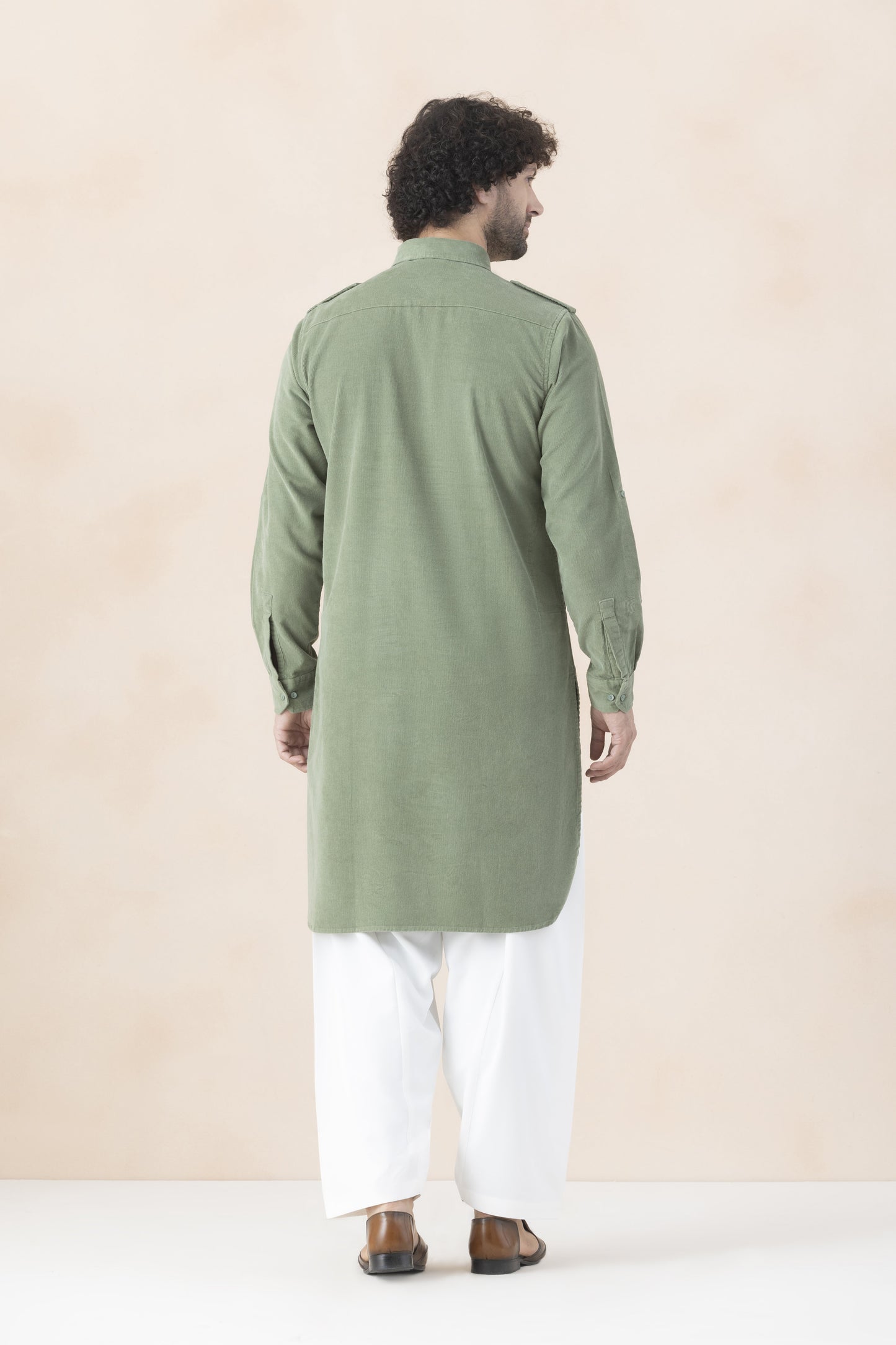 Men's muted green pathani set