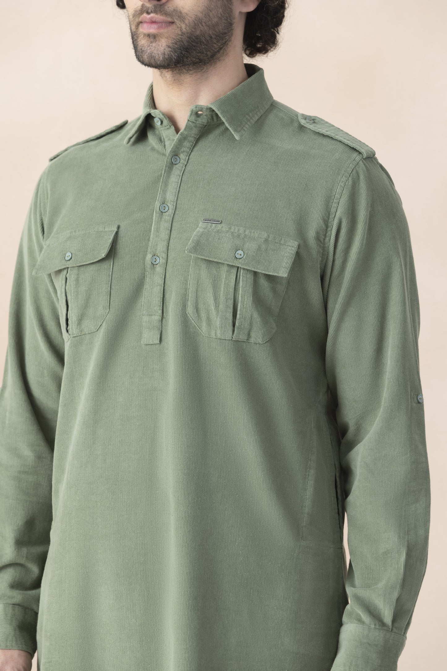 Men's muted green pathani set