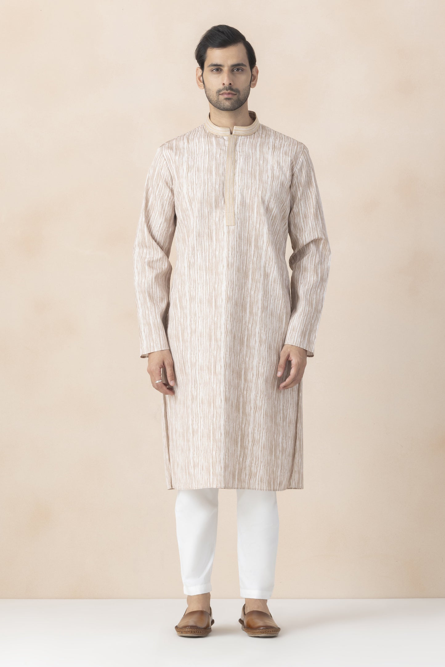 Men's light beige kurta pyjama