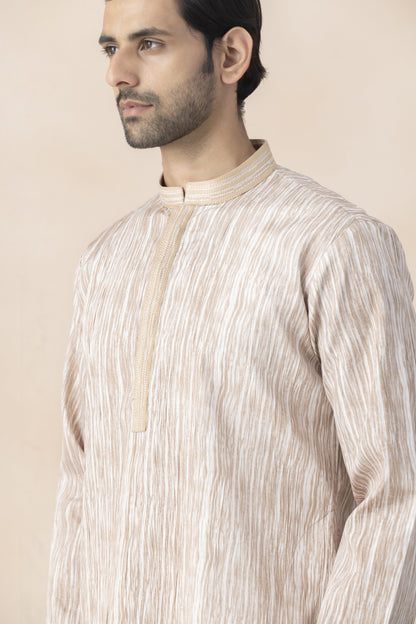 Men's light beige kurta pyjama