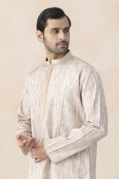 Men's light beige kurta pyjama