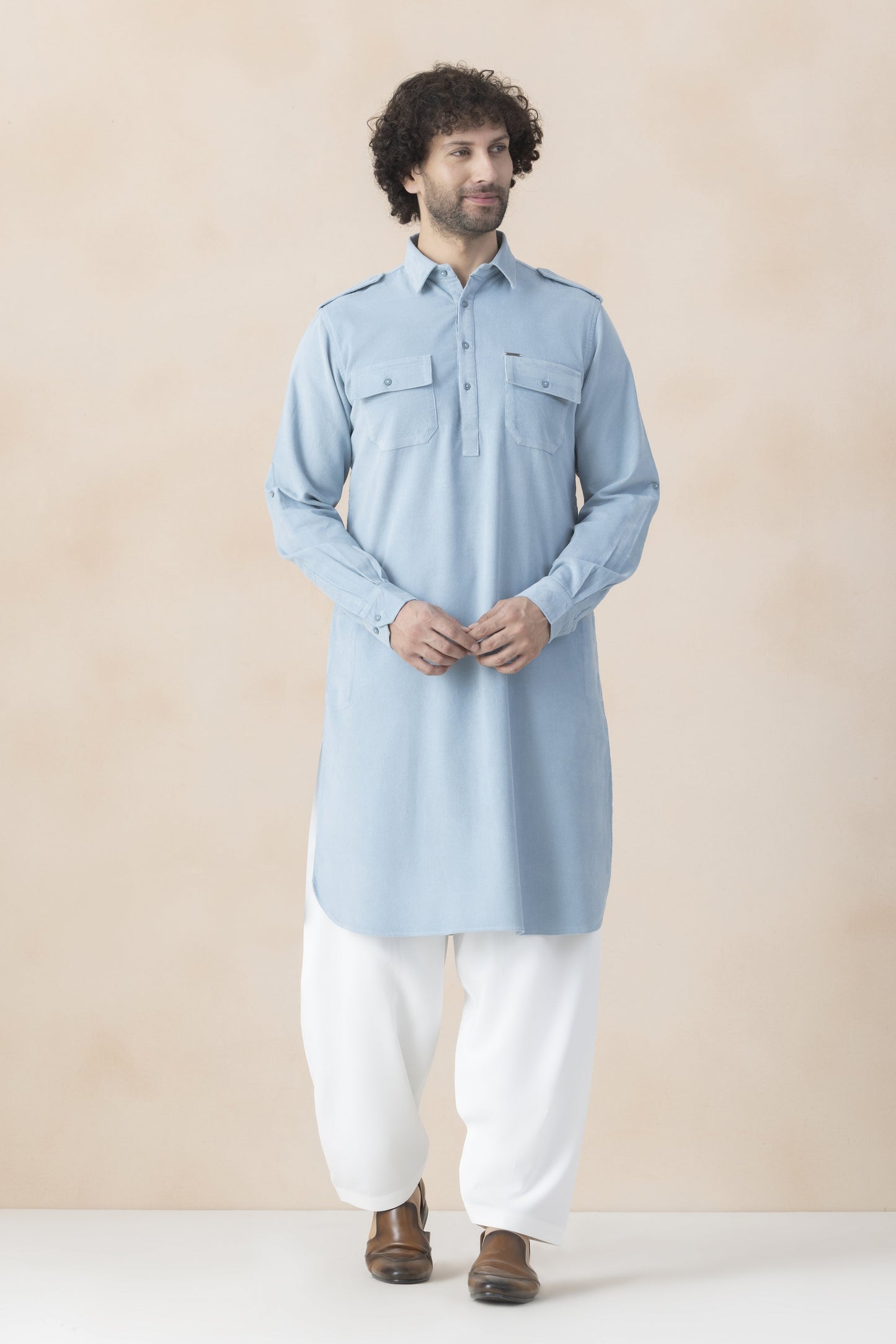 Men's powder blue pathani set