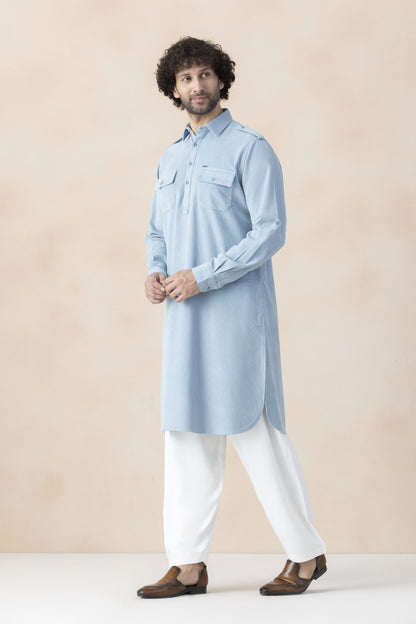 Men's powder blue pathani set