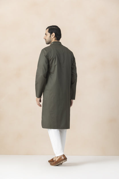 Men's Deep olive green kurta pyjama