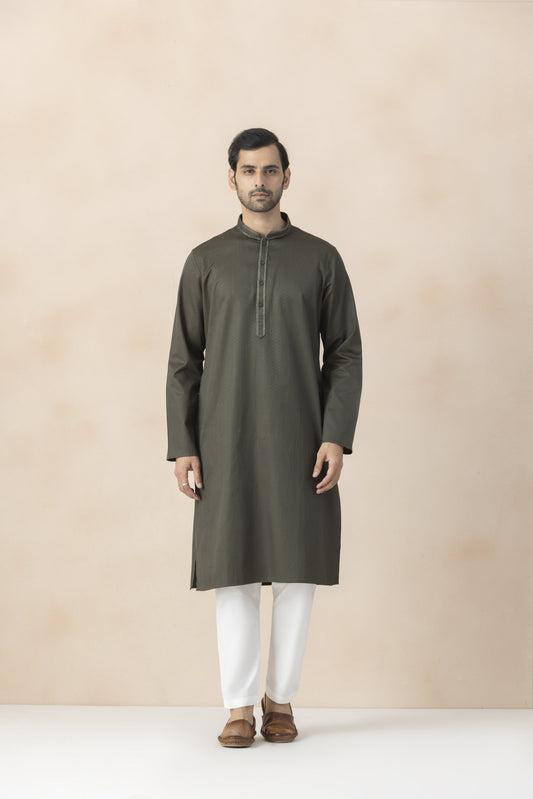 Men's Deep olive green kurta pyjama