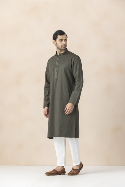 Men's Deep olive green kurta pyjama