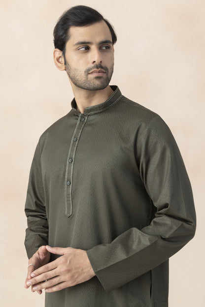 Men's Deep olive green kurta pyjama