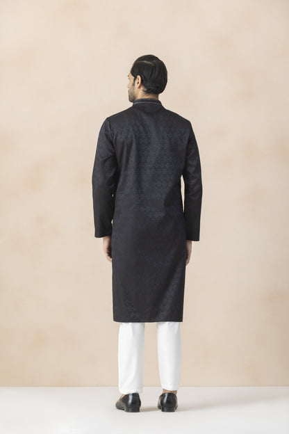 Men's Black Checkered kurta pyjama