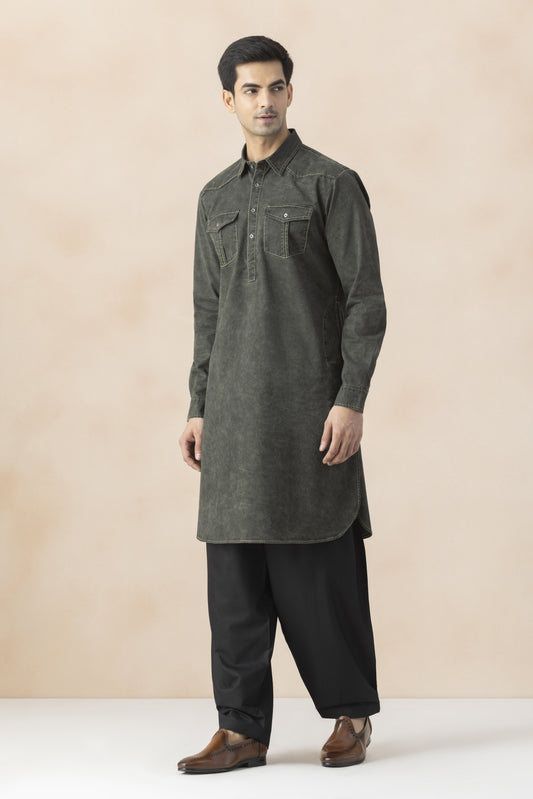 Deep Green Pathani Set for Men